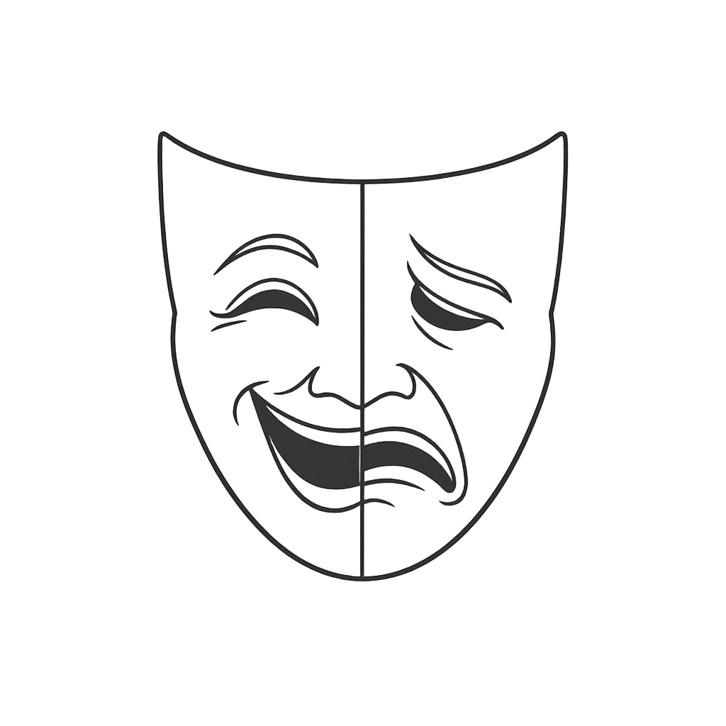 Comedy and tragedy theater mask illustration